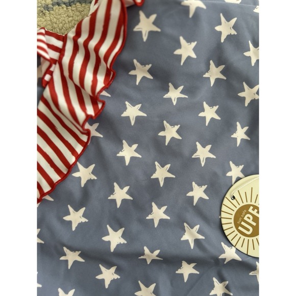 Caden Lane STARS & STRIPES One Piece Swimsuit Red White Blue NWT Size Medium - Picture 3 of 5